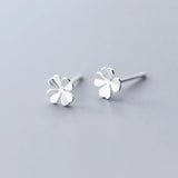 925 Silver Clover Stud Earrings for Women, Sweet Ear Studs, Gift