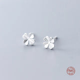 925 Silver Clover Stud Earrings for Women, Sweet Ear Studs, Gift
