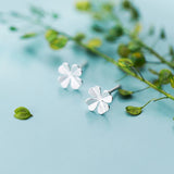 925 Silver Clover Stud Earrings for Women, Sweet Ear Studs, Gift