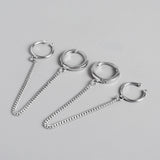 925 Silver Circle Long Chain Hoop Earrings for Women Punk Jewelry