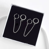 925 Silver Circle Long Chain Hoop Earrings for Women Punk Jewelry