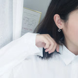 925 Silver Circular Triangle Asymmetry Stud Earrings Wedding Girl Jewellery