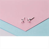925 Sterling Silver Asymmetric X O Stud Earrings Women Girls Birthday