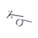 925 Sterling Silver Asymmetric X O Stud Earrings Women Girls Birthday