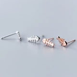 Sterling Silver Fish Bone Stud Earrings for Women - Solid Silver Ear Studs