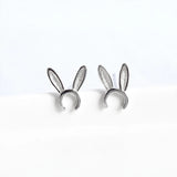 925 Sterling Silver Rabbit Ear Studs For Girls Sweet Earrings For Women