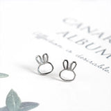 925 Sterling Silver Rabbit Earrings Small Ear Studs for Girls Women