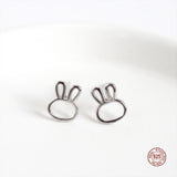 925 Sterling Silver Rabbit Earrings Small Ear Studs for Girls Women
