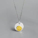 925 Silver Smiley Pendant Necklace Sweet Smile Face Girl Jewelry