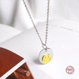 925 Silver Smiley Pendant Necklace Sweet Smile Face Girl Jewelry