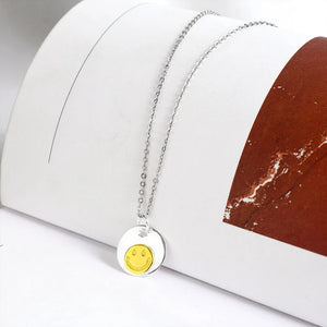 925 Silver Smiley Pendant Necklace Sweet Smile Face Girl Jewelry