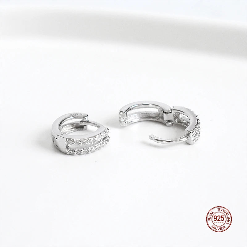 Double Row Crystal Hoop Earrings Wedding Anniversary Gift