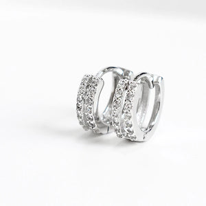 Double Row Crystal Hoop Earrings Wedding Anniversary Gift