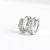 Double Row Crystal Hoop Earrings Wedding Anniversary Gift