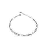 925 Sterling Silver Double Square Chain Bracelet For Women