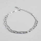 925 Sterling Silver Double Square Chain Bracelet For Women