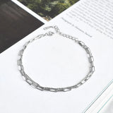 925 Sterling Silver Double Square Chain Bracelet For Women