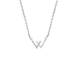 925 Sterling Silver Double V Necklace Crystal Inlay Letter W Rose Necklace