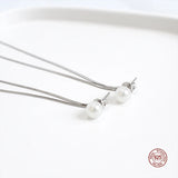 925 Silver Chain Tassel Ear Studs with Natural Pearl Earrings