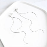 925 Silver Chain Tassel Ear Studs with Natural Pearl Earrings