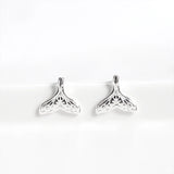 925 Silver Mermaid Tail Earrings Whale Tail Ear Studs