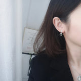 925 Silver Smiley Heart Asymmetry Stud Earrings for Women