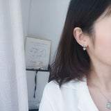 925 Silver Smiley Heart Asymmetry Stud Earrings for Women