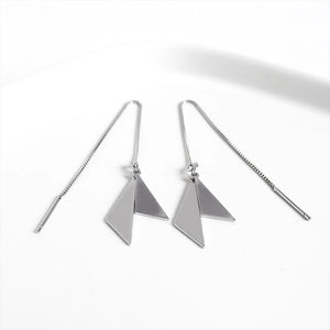 925 Silver Triangle Tassel Earrings for Women