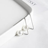 925 Silver Triangle Pearl Earrings for Women