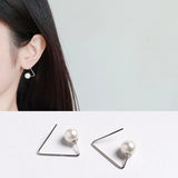 925 Silver Triangle Pearl Earrings for Women