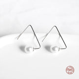 925 Silver Triangle Pearl Earrings for Women