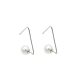 925 Silver Triangle Pearl Earrings for Women