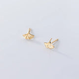 925 Silver Ginkgo Leaf Stud Earrings Women's Party Jewelry Accessories