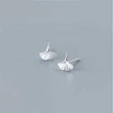 925 Silver Ginkgo Leaf Stud Earrings Women's Party Jewelry Accessories