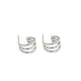 925 Sterling Silver Round Earrings Three-layer Ear Studs Jewelry