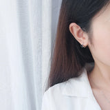 Real 925 Silver Hoop Earrings Geometry Crystal Jewelry