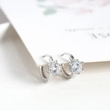Real 925 Silver Hoop Earrings Geometry Crystal Jewelry