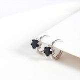 Real 925 Silver Hoop Earrings Geometry Crystal Jewelry
