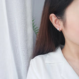 Real 925 Silver Hoop Earrings Geometry Crystal Jewelry