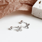 925 Silver Crystal X Stud Earrings Women Jewelry