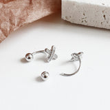 925 Silver Crystal X Stud Earrings Women Jewelry