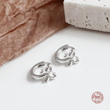 925 Silver Bowknot Hoop Earrings Women Jewelry Ornaments