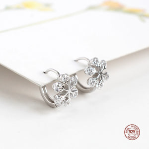 925 Sterling Silver Snowflake Crystal Earrings For Women