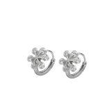 925 Sterling Silver Snowflake Crystal Earrings For Women