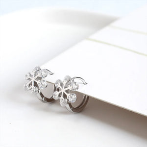 925 Sterling Silver Snowflake Crystal Earrings For Women