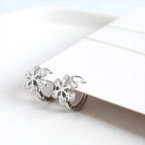 925 Sterling Silver Snowflake Crystal Earrings For Women