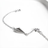 925 Silver Paper Plane & Stars Bracelet