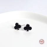 925 Silver Poker Earring Women Resin Ear Studs