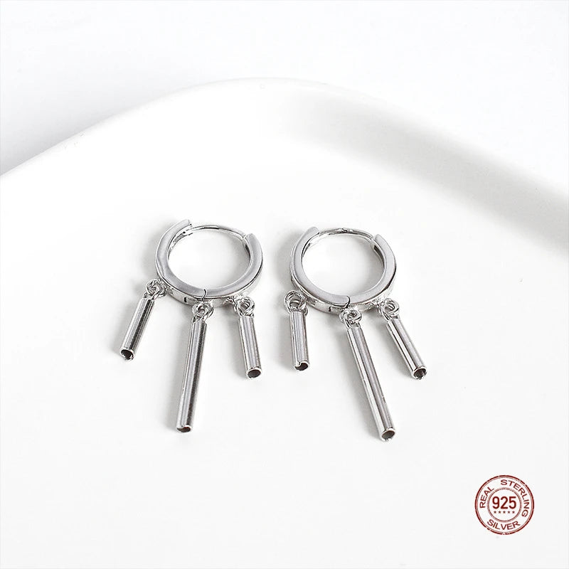 925 Silver Retro Chime Earrings Punk Style Jewelry for Women Girl Gift