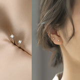925 Silver Crystal Stud Earrings Romantic Mini Design for Women